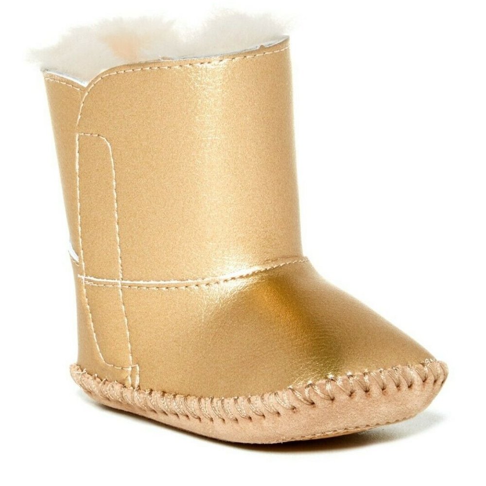 Ugg Australia Newborn Baby Size 0 - 6 Months Gold Cassie Metallic Boots